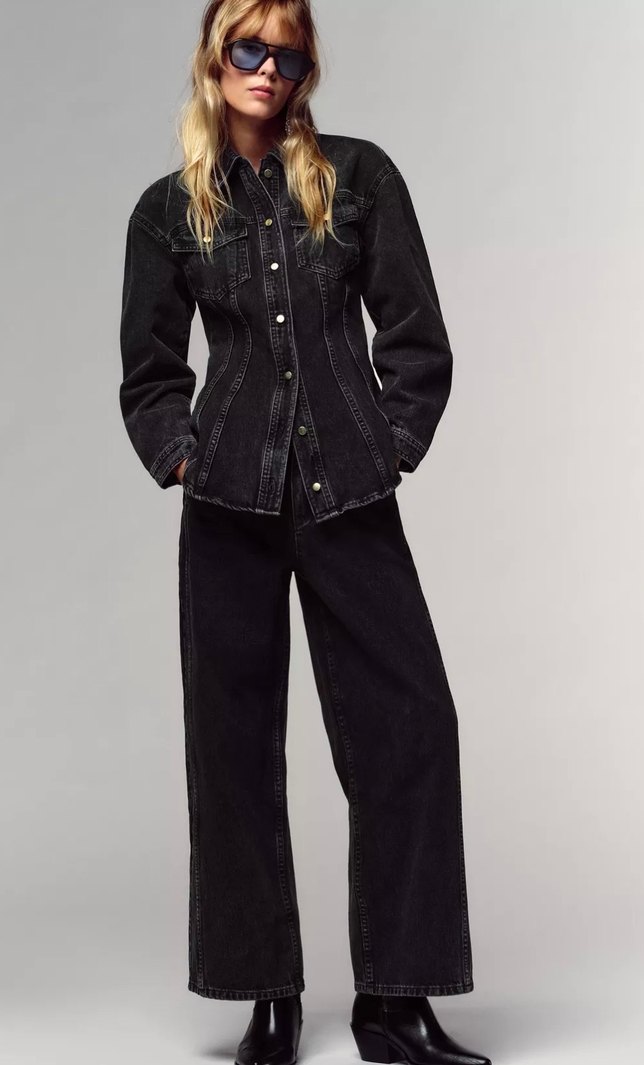 ZARA DAR KESİM DENİM GÖMLEK - Görsel 2