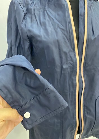 Kadın Lacivert Midi Boy Trençkot yağmurluk - Görsel 3