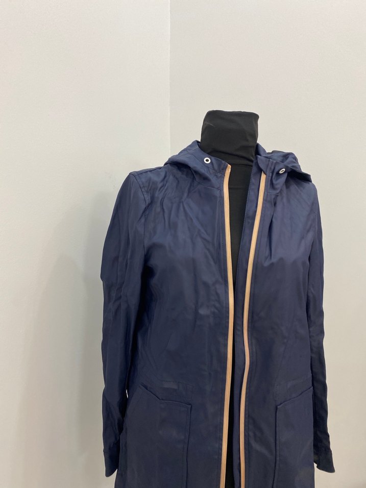 Kadın Lacivert Midi Boy Trençkot yağmurluk - Görsel 2