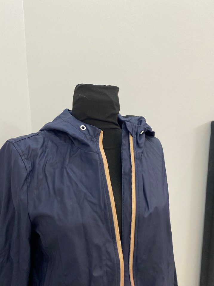 Kadın Lacivert Midi Boy Trençkot yağmurluk - Görsel 4