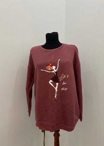 Bordo Baskılı Kadın Sweatshirt