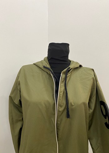 Kadın Haki Parlak Midi Yağmurluk - Görsel 3