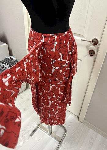 Kırmızı Drapeli Uzun etek - Görsel 3