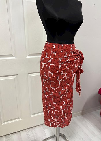 Kırmızı Drapeli Uzun etek - Görsel 2