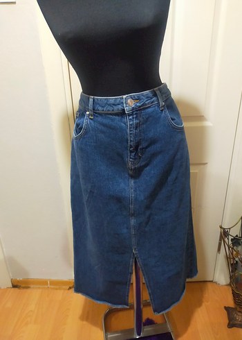sıfır Lacivert Midi Jean etek XXL - Görsel 2