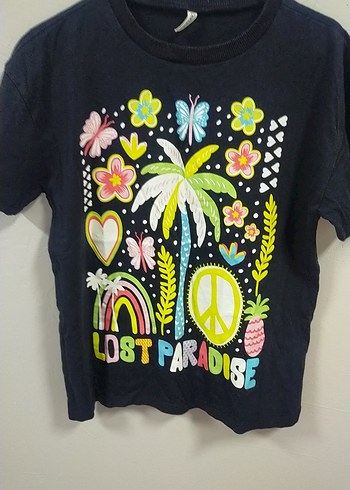 Çok Renkli Kız Çocuk Baskılı Tişört - Görsel 2