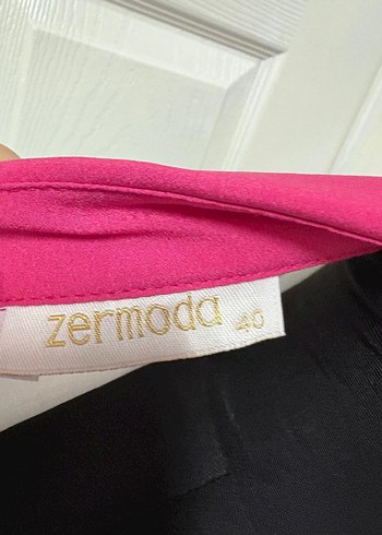 Pembe Detaylı Uzun Kadın Ofis Elbisesi 40 bd - Görsel 5