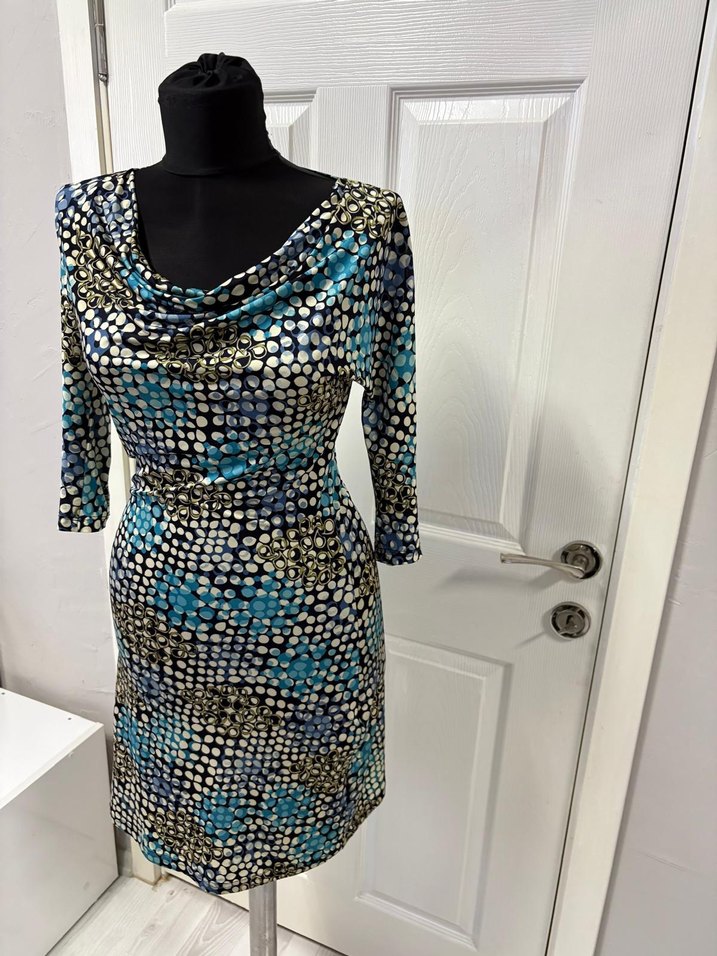 Uzun Kollu Drapeli Midi Elbise 36 bd - Görsel 3