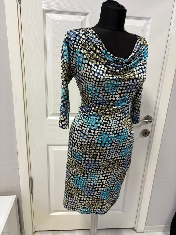 Uzun Kollu Drapeli Midi Elbise 36 bd - Görsel 2