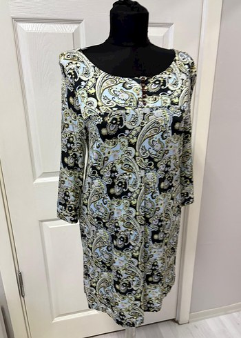 Uzun Bohem Desenli Gri  elbise 36 bd - Görsel 2