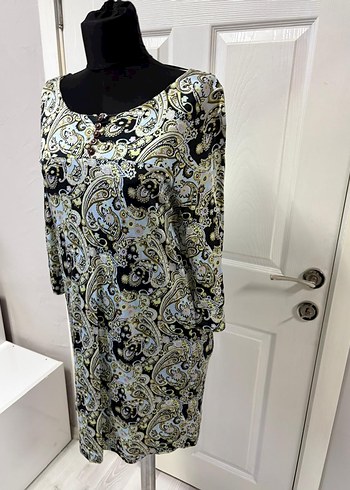 Uzun Bohem Desenli Gri  elbise 36 bd - Görsel 4