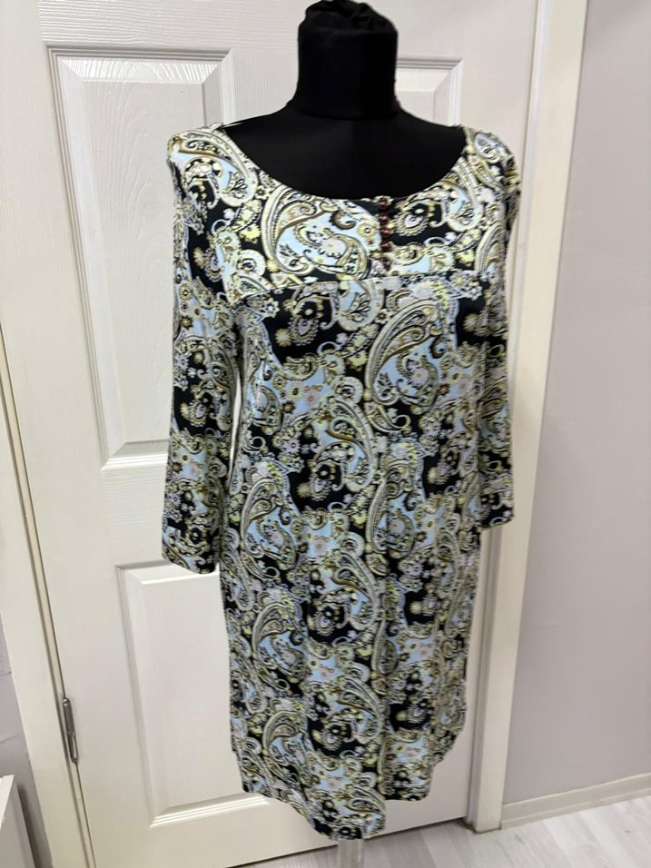 Uzun Bohem Desenli Gri  elbise 36 bd - Görsel 2