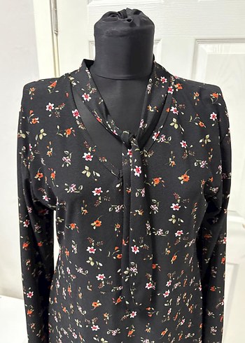 Düğmeli Siyah Desenli Uzun Kollu Elbisexl - Görsel 5