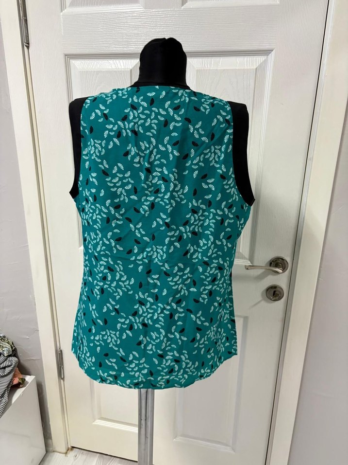 Turkuaz Drapeli Kadın Bluz 44 bd - Görsel 2