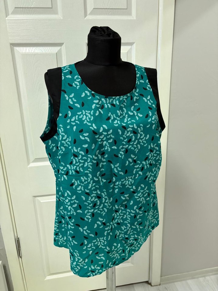 Turkuaz Drapeli Kadın Bluz 44 bd - Görsel 3