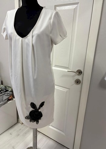 Beyaz V Yakalı kadın elbise 38 bd - Görsel 4