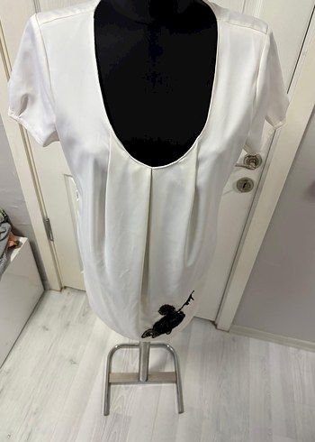 Beyaz V Yakalı kadın elbise 38 bd - Görsel 5