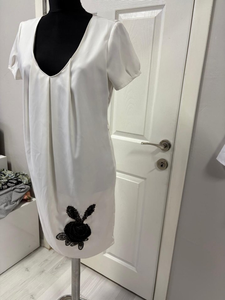 Beyaz V Yakalı  kadın elbise 38 bd - Görsel 4