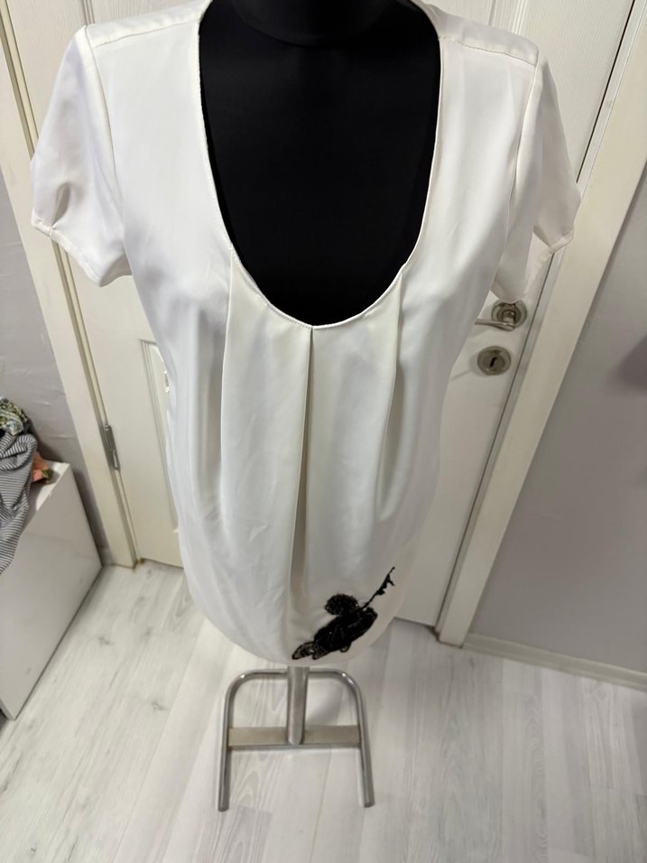 Beyaz V Yakalı  kadın elbise 38 bd - Görsel 5