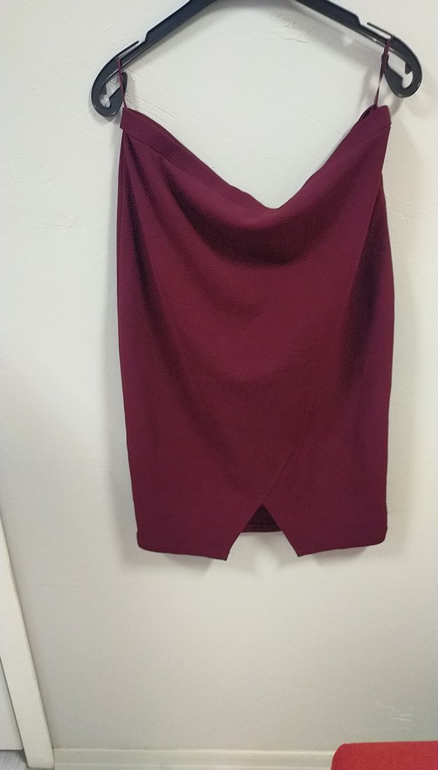 Bordo Drapeli Midi Kalem Etek 40 beden - Görsel 2