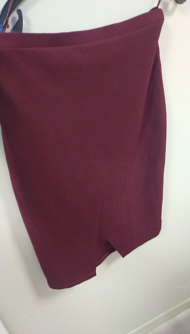 Bordo Drapeli Midi Kalem Etek 40 beden - Görsel 3