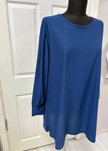 Kadın Mavi Uzun Kollu Midi Tunik 52 beden - Görsel 6