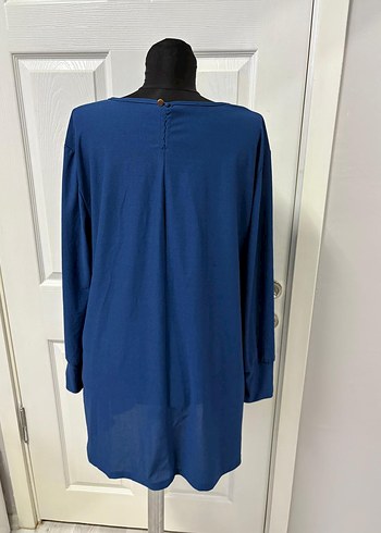 Kadın Mavi Uzun Kollu Midi Tunik 52 beden - Görsel 2
