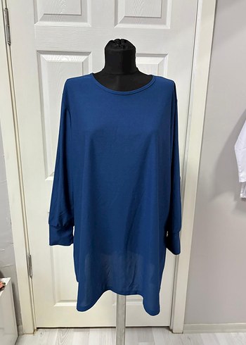 Kadın Mavi Uzun Kollu Midi Tunik 52 beden - Görsel 3