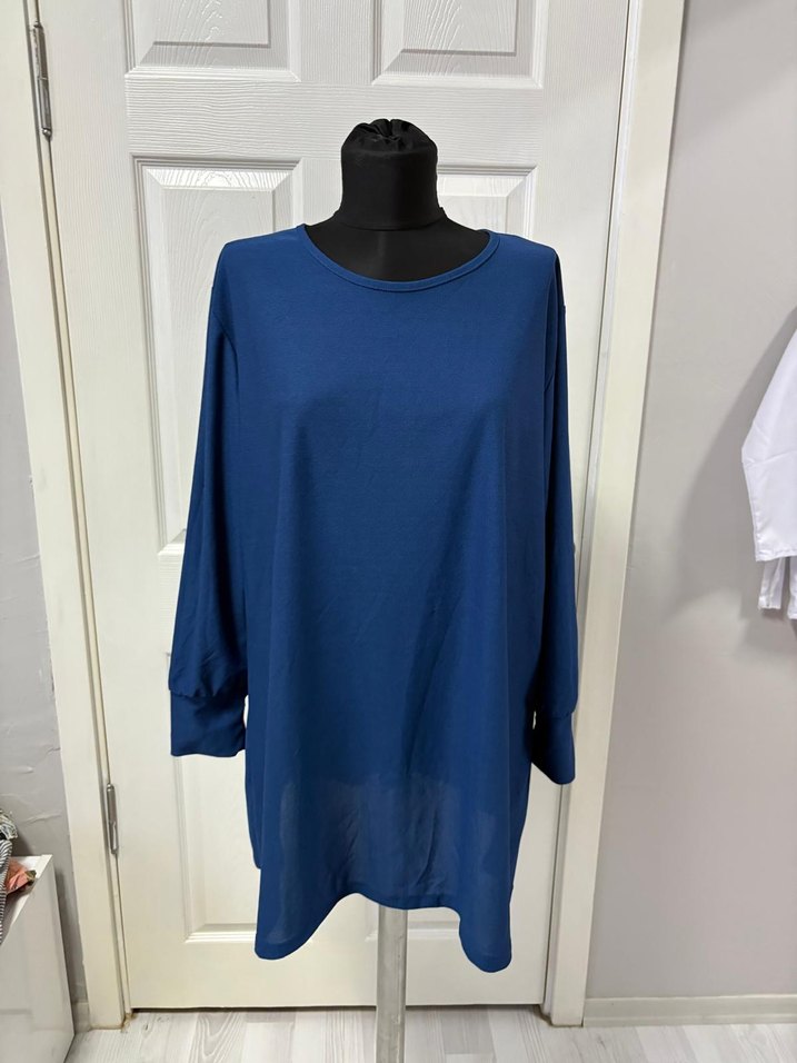 Kadın Mavi Uzun Kollu Midi Tunik 52 beden - Görsel 3