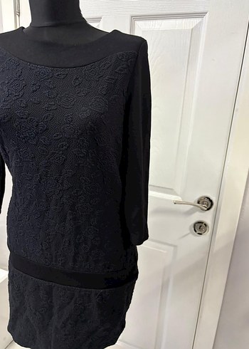 Dantel Detaylı Siyah Midi Elbise36 - Görsel 4