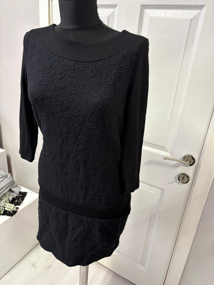 Dantel Detaylı Siyah Midi Elbise36 - Görsel 5