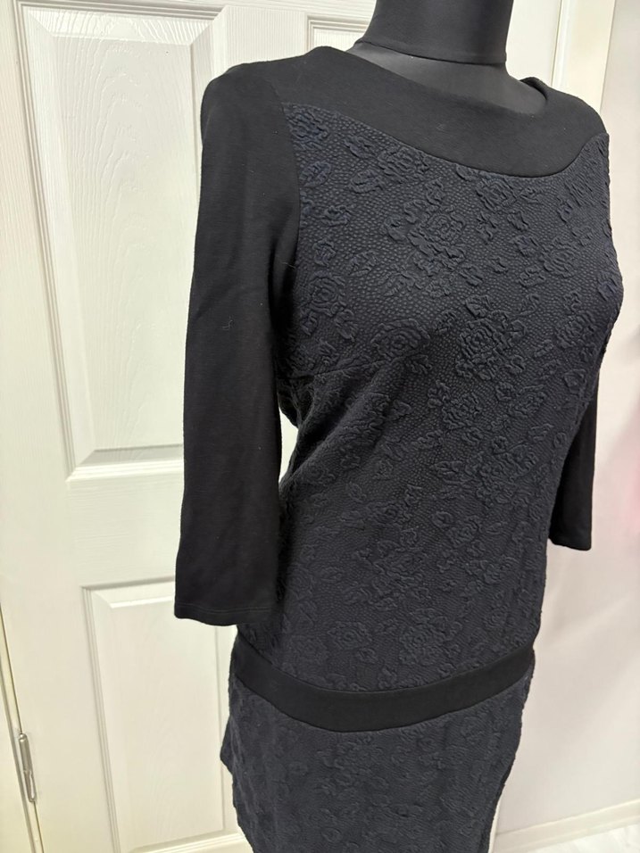 Dantel Detaylı Siyah Midi Elbise36 - Görsel 3