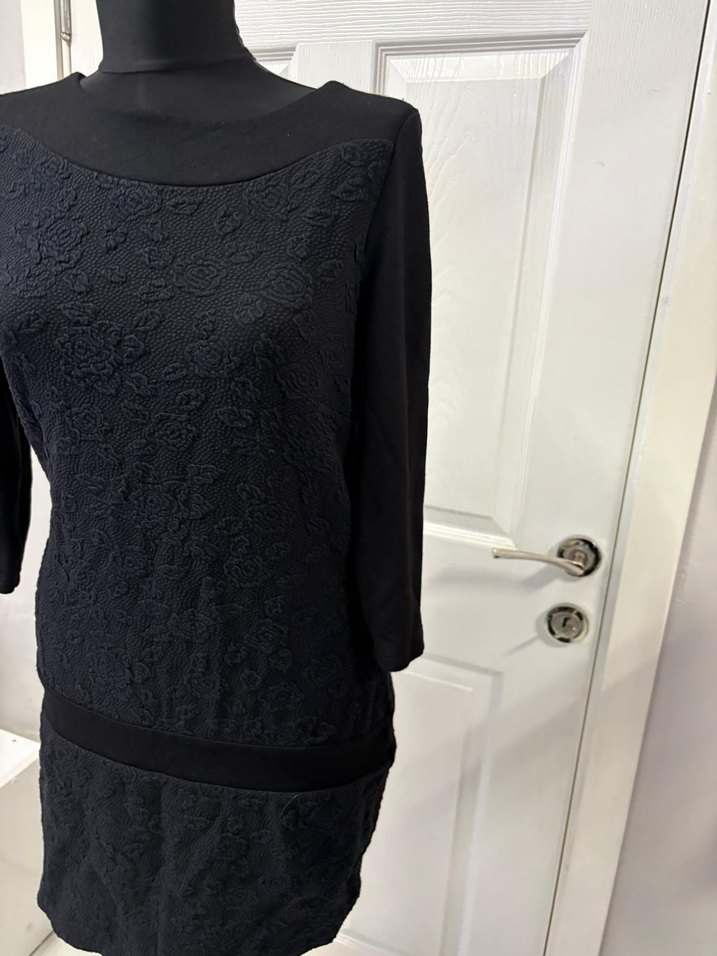 Dantel Detaylı Siyah Midi Elbise36 - Görsel 4