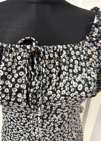 Çiçek Desenli Siyah Mini Elbise ³6 beden - Görsel 5