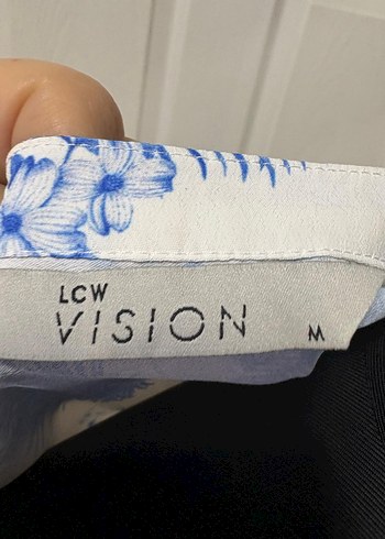 Mavi Desenli Bohem Pamuklu V Yaka Bluz 38 bd - Görsel 7