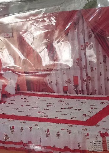 Nakışlı Kırmızı Renkli Yatak Örtüsü - Görsel 2