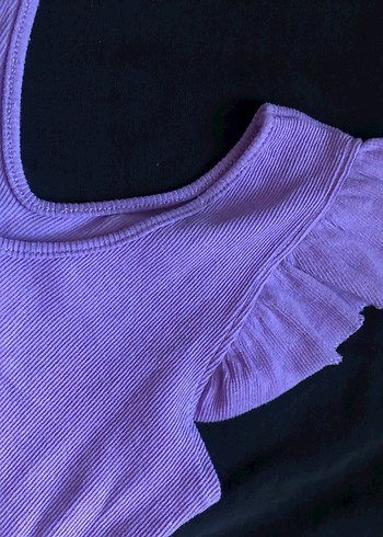 Kadın Mor V Yaka Crop - Görsel 2