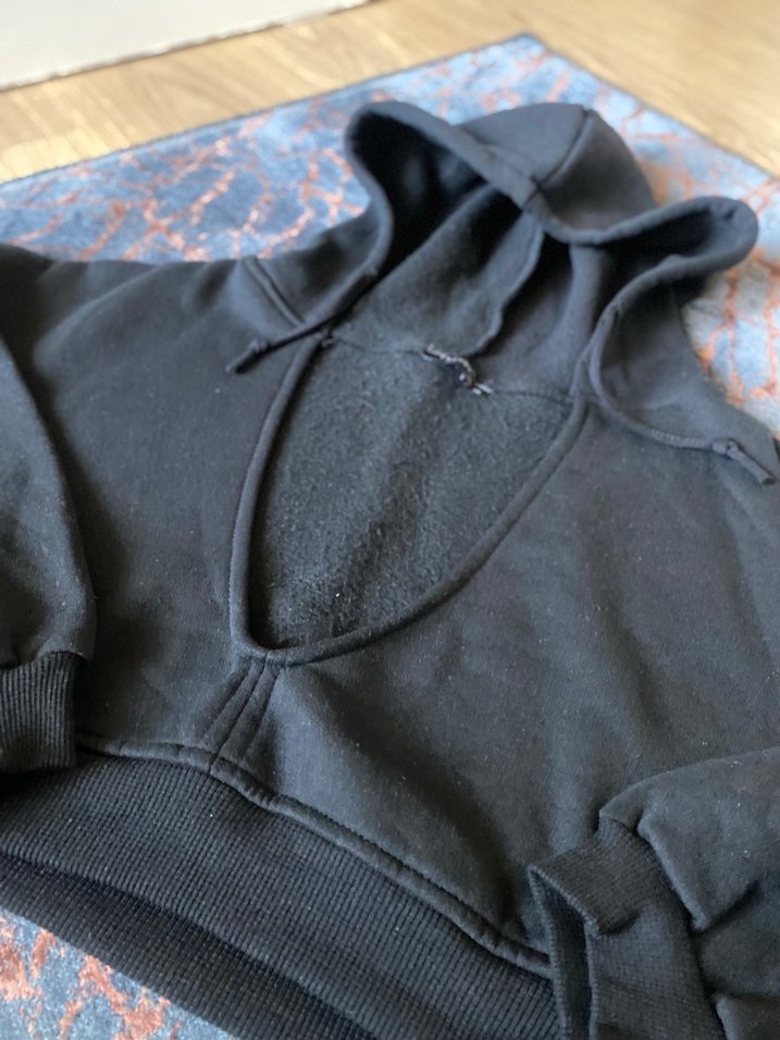 Kadın siyah  Kapüşonlu Salaş Sweatshirt - Görsel 2