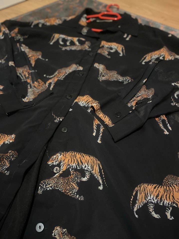 Leopar Desenli Uzun Kollu Kadın Gömlek elbise - Görsel 4