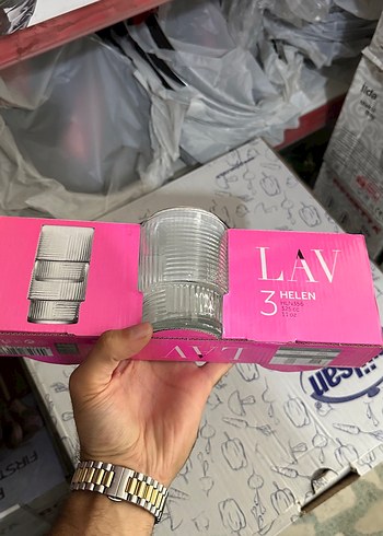 LAV Helen 3'lü Pembe Desenli Su Bardağı soğuk kahve bardağı