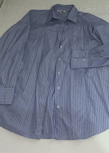 Diğer Düğmeli Uzun Kollu Çizgili Mavi Unisex Gömlek