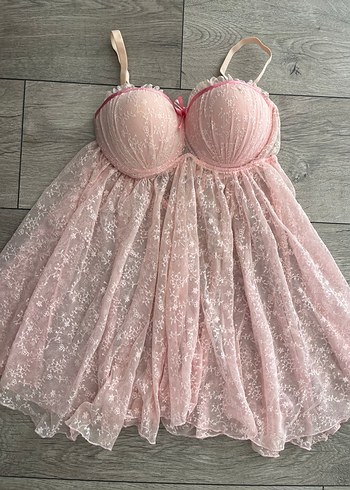 Diğer Pembe Dantel Mini Gecelik
