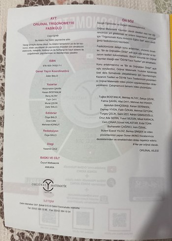 Orijinal AYT Matematik Trigonometri Eğitim Seti