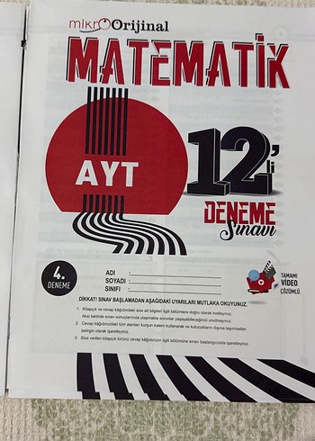 Beden MikroOrijinal AYT Matematik 12'li Deneme Sınavı