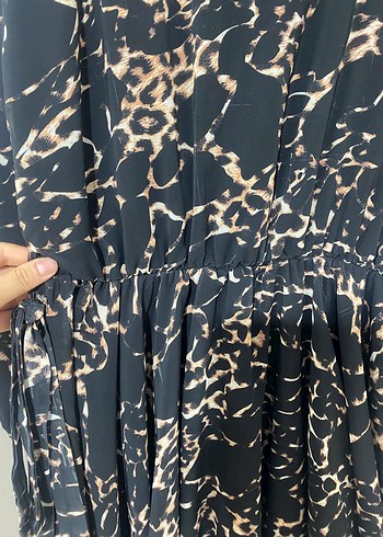 xl Beden Leopar Desenli Mini Elbise