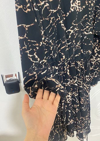 xl Beden kahverengi Renk Leopar Desenli Mini Elbise