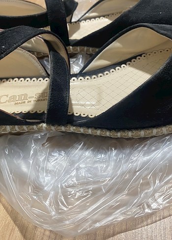 40 Beden Siyah Kadın düz taban Espadril Ayakkabı