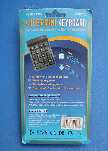 USB/PS2 Mini Num Pad - 18 Tuşlu - Görsel 4