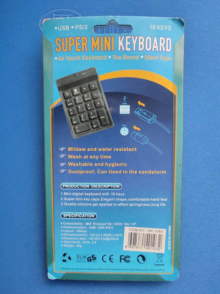 USB/PS2 Mini Num Pad - 18 Tuşlu - Görsel 4