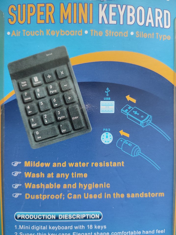 USB/PS2 Mini Num Pad - 18 Tuşlu - Görsel 3